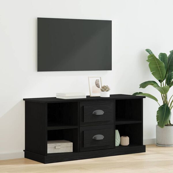 vidaXL TV Cabinet Black Oak 99.5 x 35.5 x 48 cm Engineered Wood