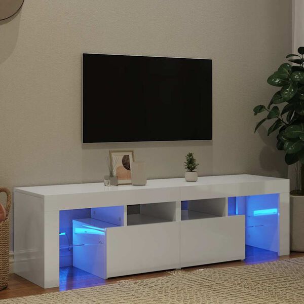 vidaXL TV Cabinet with LED Lights High Gloss White 140x36.5x40 cm