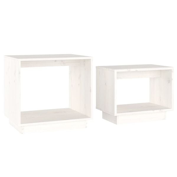 vidaXL Nesting Coffee Tables 2 pcs White Solid Wood Pine