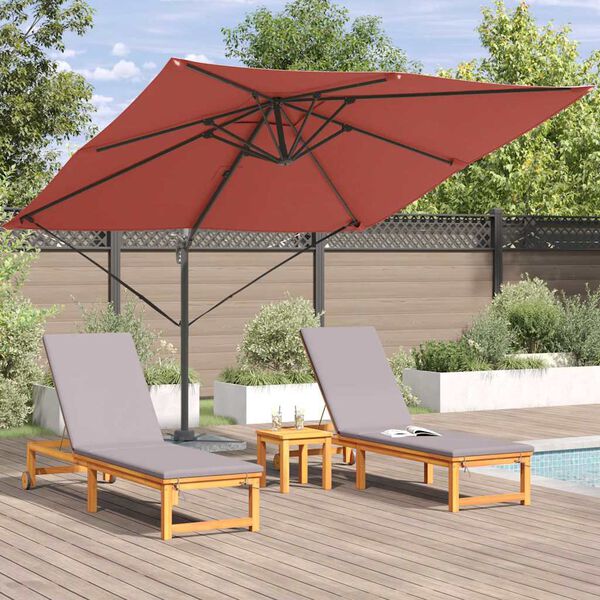 vidaXL Roma Parasol Red 286 x 284 x 265 cm Aluminium and Polyester