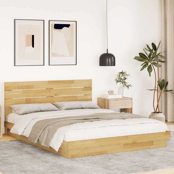 vidaXL Bed Frame with Headboard without Mattress 160x200 cm Solid Wood Oak