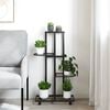 vidaXL 4-Floor Flower Stand with Wheels 44x23x80 cm Black Iron