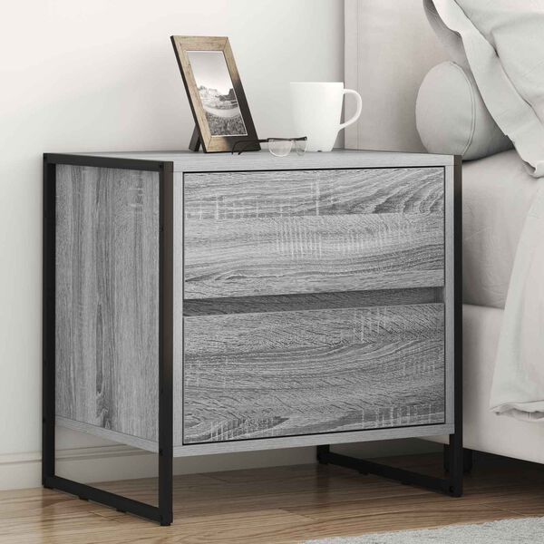 vidaXL Bedside Table Grey Sonoma 50 x 39.5 x 50 cm Engineered Wood