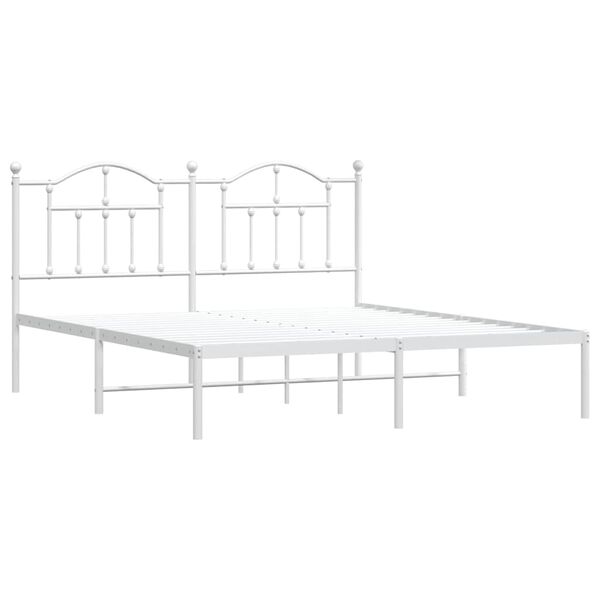 vidaXL Metal Bed Frame without Mattress with Headboard White 183x213cm