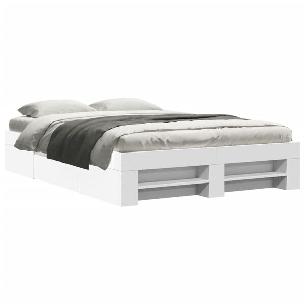 vidaXL Bed Frame without Mattress White 135x190 cm Double Engineered Wood
