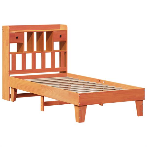 vidaXL Bed Frame without Mattress Wax Brown 75x190 cm Small Single Solid Wood Pine