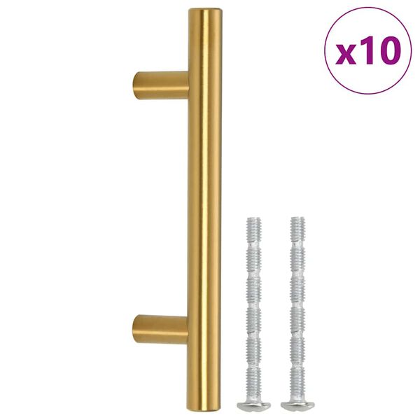 vidaXL Cabinet Handles 10 pcs Gold 64 mm Stainless Steel