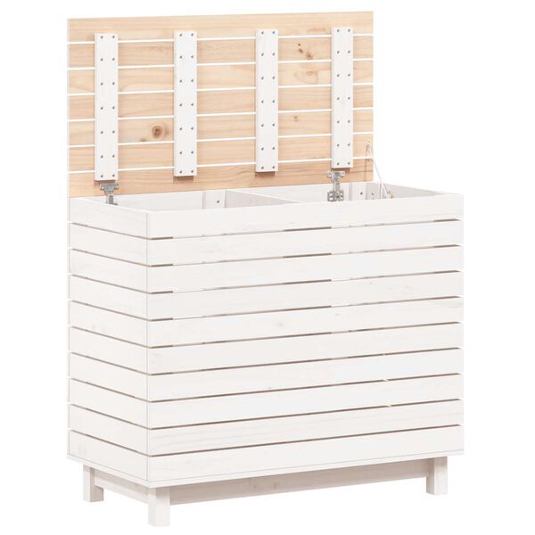 vidaXL Laundry Basket White 88.5x44x76 cm Solid Wood Pine