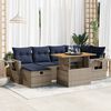 vidaXL 7 Piece Garden Sofa Set with Cushions Black Poly Rattan Acacia