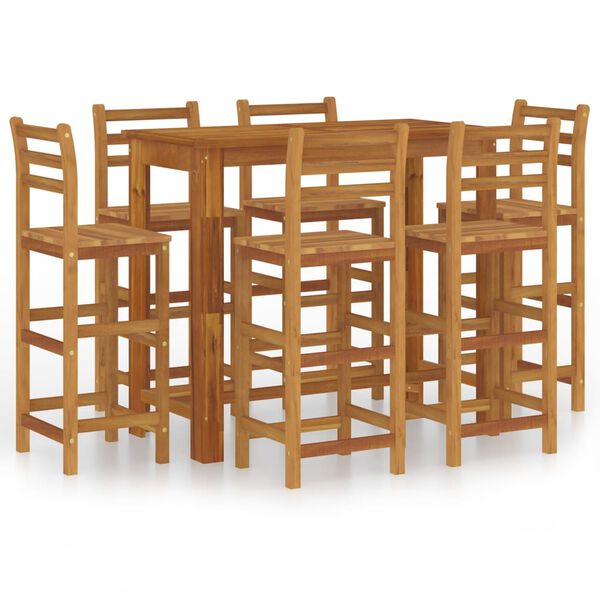 vidaXL 7 Piece Garden Bar Set Solid Wood Acacia
