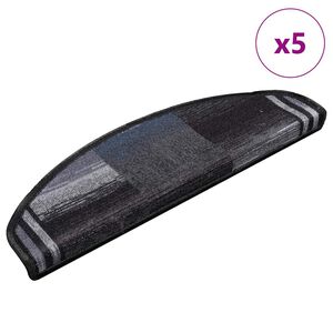 vidaXL Stair Mats Self-adhesive 5 pcs 65x21x4 cm Black and Grey