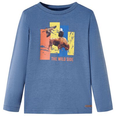 Kids' T-shirt with Long Sleeves Blue Melange 92