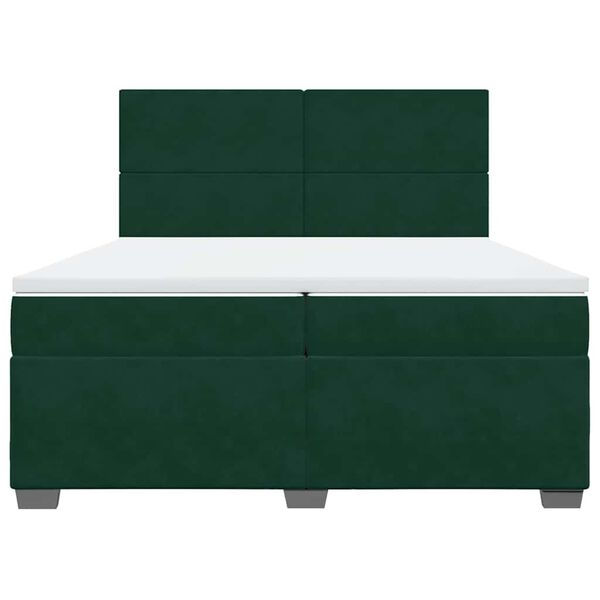 vidaXL Box Spring Bed with Mattress Dark Green 200x200 cm Velvet