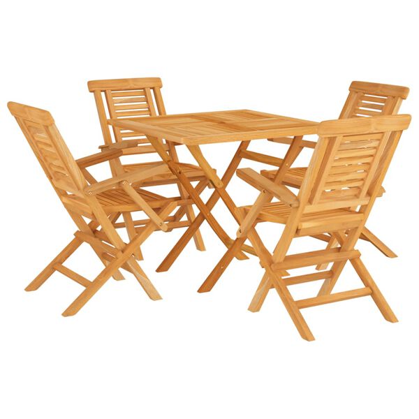 vidaXL 5 Piece Garden Dining Set Solid Wood Teak