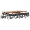 vidaXL 17 Piece Garden Dining Set with Cushions Black Poly Rattan