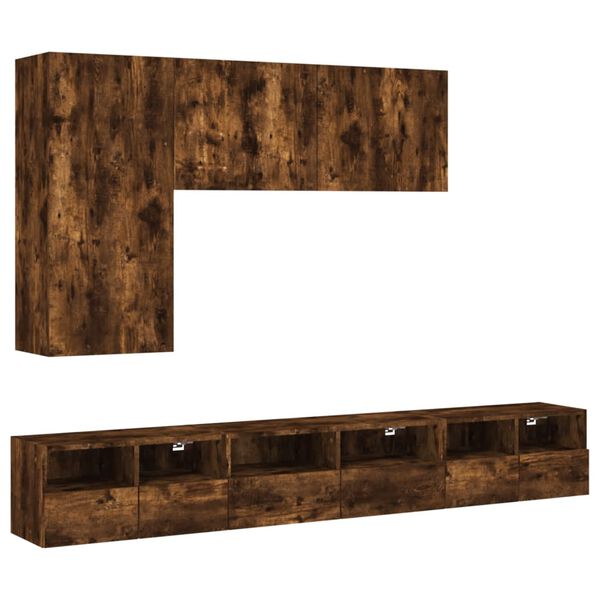 vidaXL 5 Piece TV Wall Cabinets Smoked Oak Engineered Wood