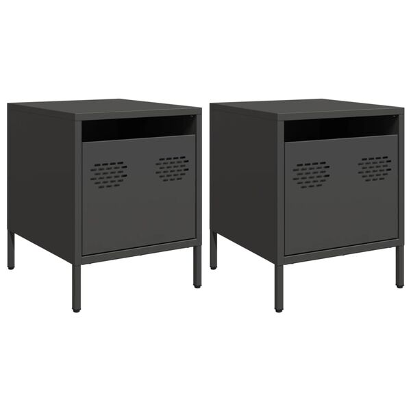 vidaXL Bedside Cabinets 2 pcs Black 35x39x43.5 cm Steel