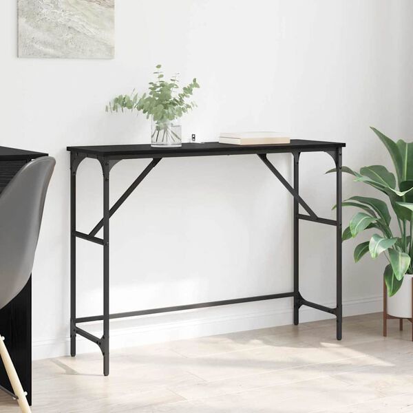 vidaXL Console Table Black Oak 100 x 32 x 75 cm Engineered Wood