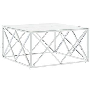 vidaXL Coffee Table Silver 80x80x40 cm Stainless Steel and Glass
