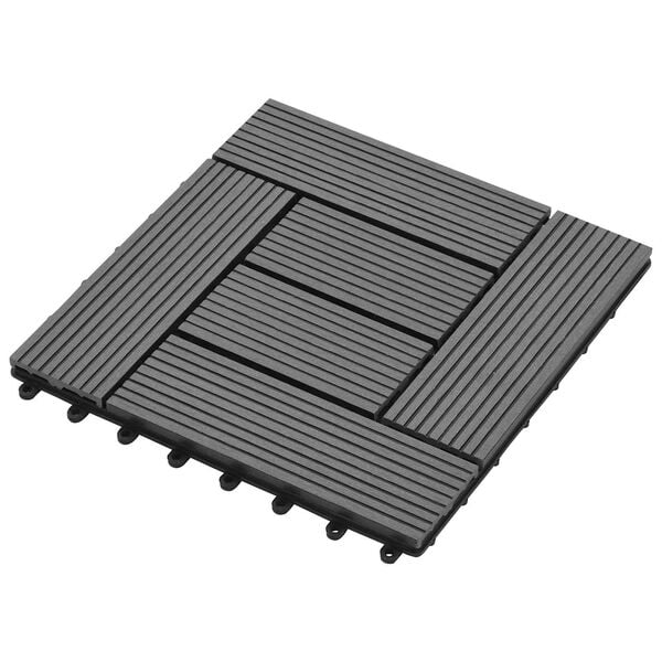vidaXL Decking Tile 11 pcs Grey 30 x 30 cm WPC