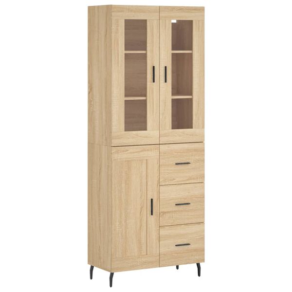 vidaXL Highboard Sonoma Oak 69.5x34x180 cm Engineered Wood