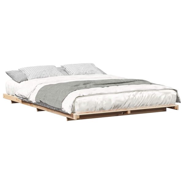 vidaXL Floor Bed Frame Brown 150 x 200 cm Solid pine wood