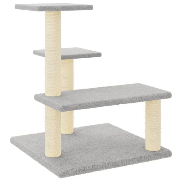 vidaXL Cat Tree with Sisal Scratching Posts Light Grey 61 cm