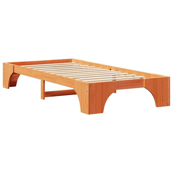 vidaXL Bed Frame Wax Brown 100 x 200 cm Solid Pine Wood