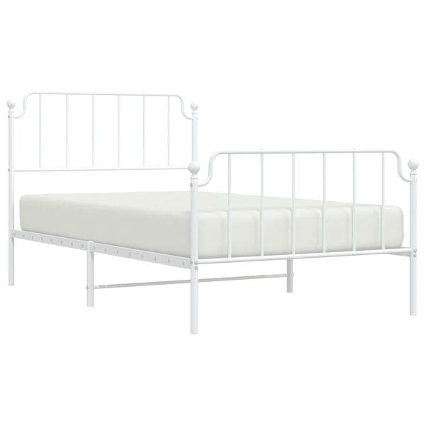 vidaXL Metal Bed Frame without Mattress with Footboard White 107x203cm