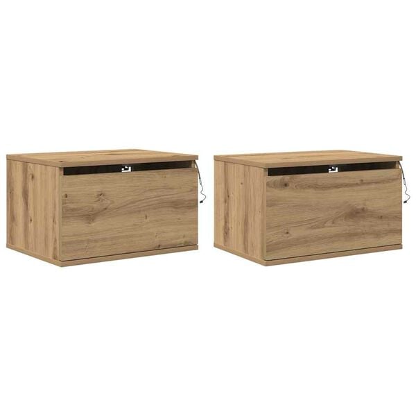 vidaXL Wall-mounted Bedside Cabinet 2 pcs Artisan Oak 50 x 36 x 30 cm