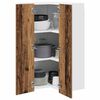 vidaXL Hanging Cabinet with Door Old Wood and White 57 x 57 x 100 cm