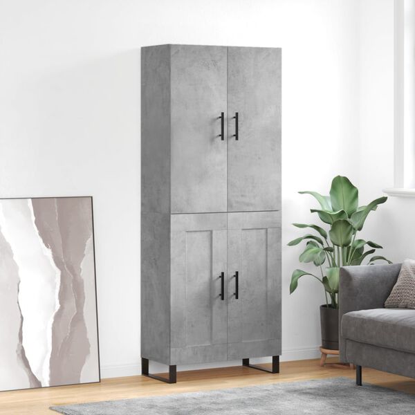 vidaXL Highboard Concrete Grey 69.5x34x180 cm Engineered Wood