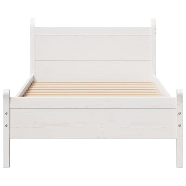 vidaXL Bed Frame without Mattress White 90x190 cm Single Solid Wood Pine