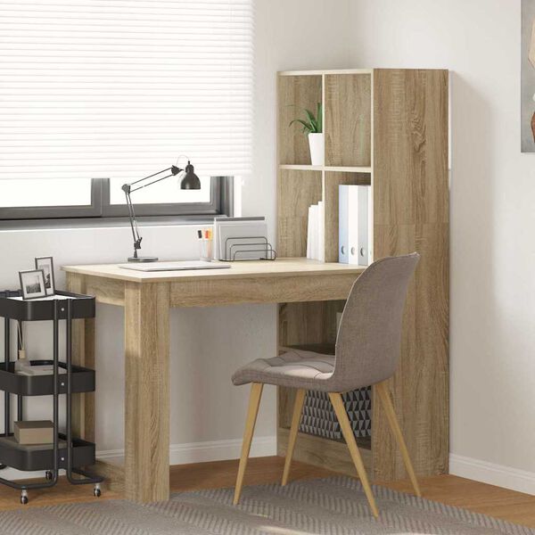 vidaXL Desk with Shelf Sonoma Oak 122 x 67 x 145 cm Engineered Wood
