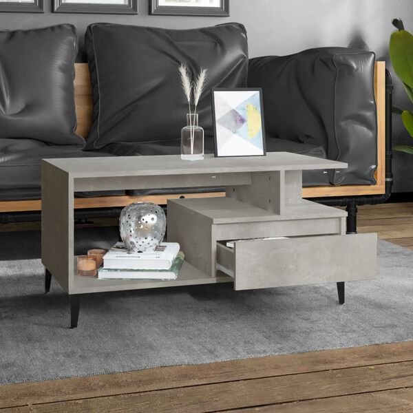 vidaXL Coffee Table Concrete Grey 90x49x45 cm Engineered Wood