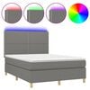 vidaXL Box Spring Bed with Mattress&LED Dark Grey 140x190 cm Fabric