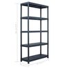vidaXL Storage Shelf Rack Black 250 kg 80x40x180 cm Plastic