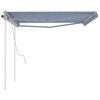 vidaXL Manual Retractable Awning with Posts 4x3.5 m Blue and White