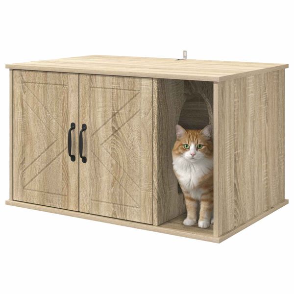 vidaXL Cat House Sonoma 85 x 55 x 50 cm Engineered Wood