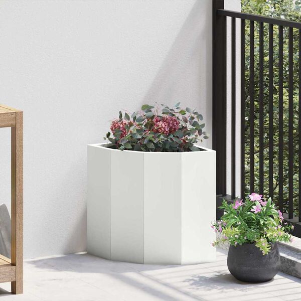 vidaXL Corner Planter White 30 x 30 x 35 cm Steel