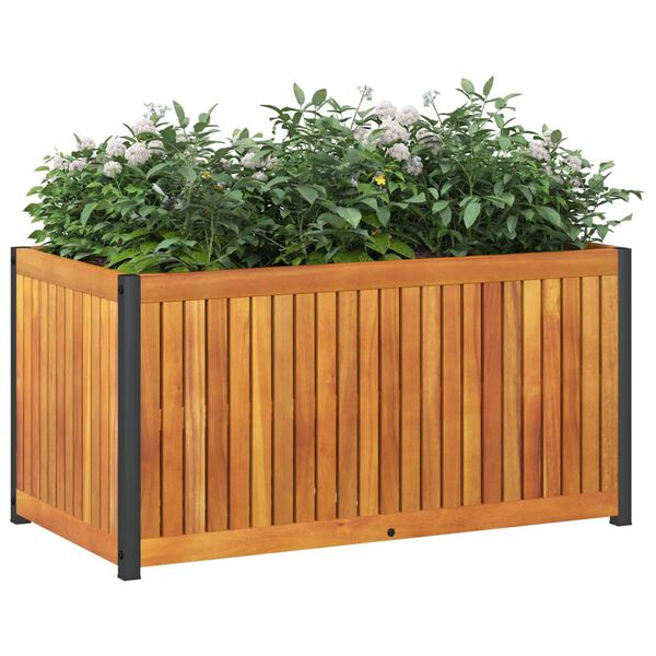 vidaXL Garden Planter 85x45x44 cm Solid Wood Acacia and Steel