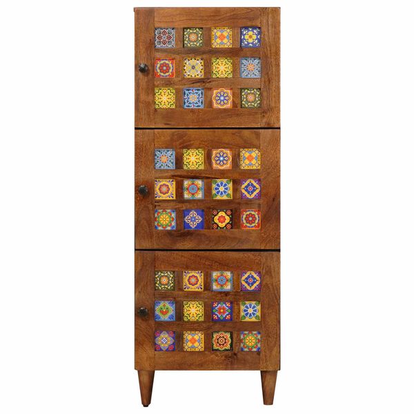 vidaXL Highboard with Storage Walnut 40 x 33 x 110 cm Solid Mango Wood