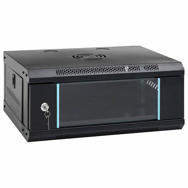 vidaXL Network Cabinet with Storage Black 53 x 45 x 21 cm Steel