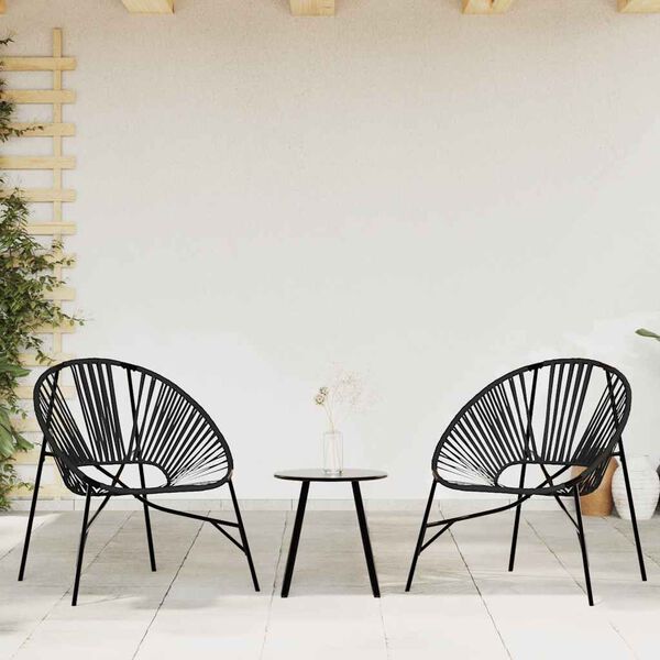 vidaXL Garden Egg Chair Black Poly Rattan