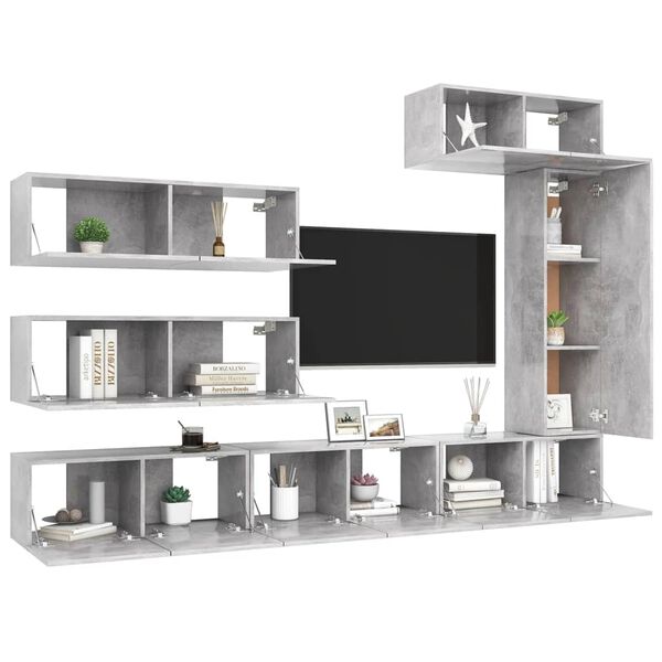 vidaXL 7 Piece TV Cabinet Set Concrete Grey Engineered Wood