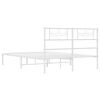 vidaXL Metal Bed Frame without Mattress with Headboard White 135x190cm