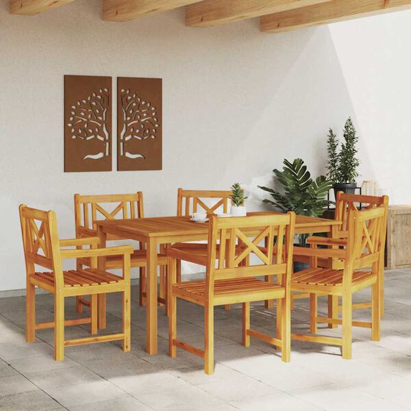 vidaXL Garden Dining Set 7 pcs Brown Solid Acacia Wood