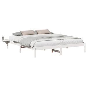 vidaXL Bed Frame White 200 x 200 cm Solid Pine Wood