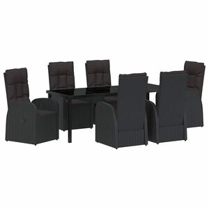 vidaXL Garden Dining Set 7 pcs Black Poly Rattan
