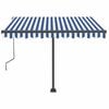vidaXL Manual Retractable Awning with LED 350x250 cm Blue and White